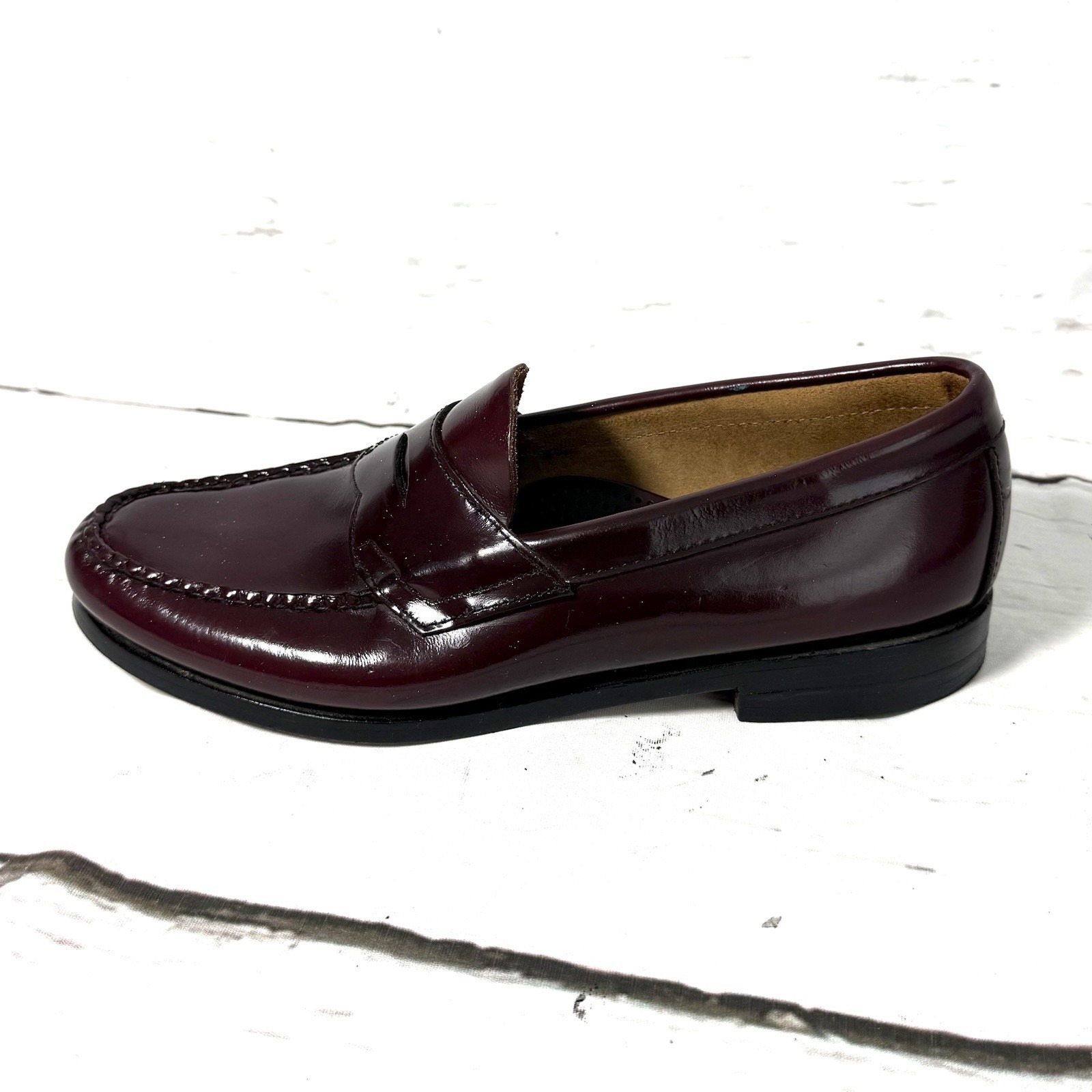 Bass Weejuns Logan Shoes Men's 7.5d Burgundy Penny Loafers Slip On Leather